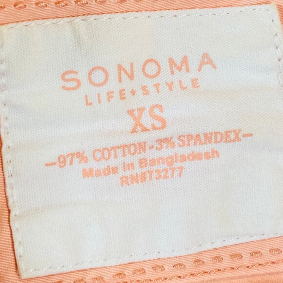 Sonoma Peach Denim Jacket XS Women's Button-Up with Stretch - Picture 2 of 7